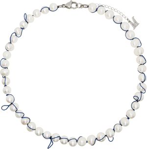 Marland Backus White Knotted Pearl Necklace