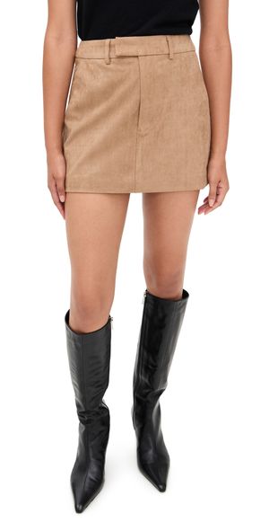 Madison the Label Collins Faux Suede Mini Skirt Tan L