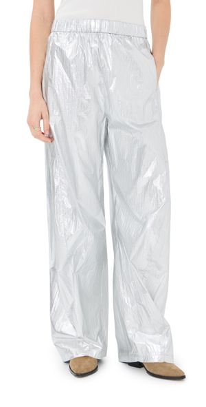 Tibi Silver Metallic Nylon Winslow Pants Silver M