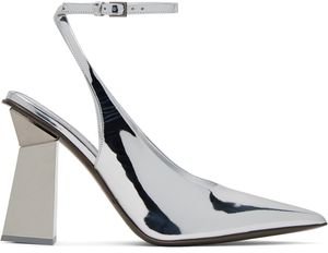 Valentino Garavani Chaussures à talon bottier argentées à clou One Stud