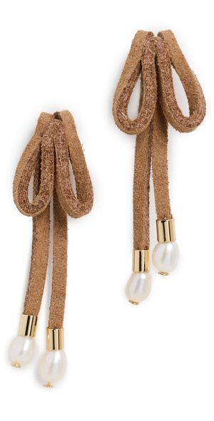 Lele Sadoughi Faux Suede Bow Earrings Caramel One Size