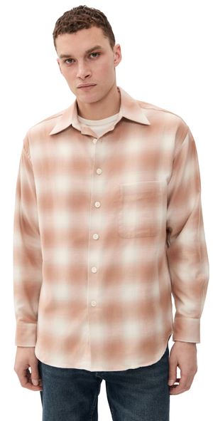 Aaron Levine Shadow Flannel Shirt Coral M