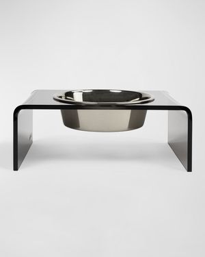 Smoke Grey Single Bowl Pet Feeder, 2 Quart Silver