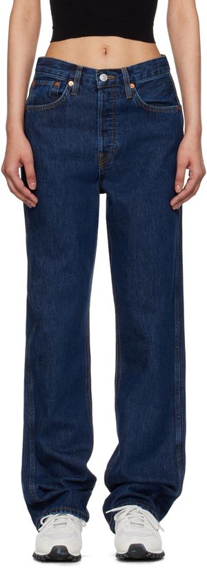 Re/Done Jean décontracté 90s bleu à taille haute