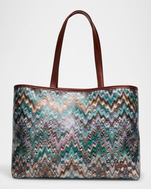 Large Zigzag Canvas Tote Bag
