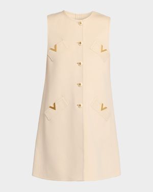 V-Logo Wool-Cashmere Button-Front Vest Dress