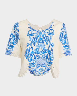 Baja Convertible Scalloped Cotton Top