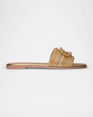 VLogo Metallic Flat Slide Sandals