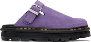 Dr. Martens Flâneurs mauves en suède à bride arrière et à semelle Zebzag à plateforme