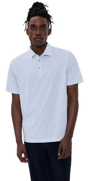 Fair Harbor The Compass Golf Polo Light Blue Stripe M
