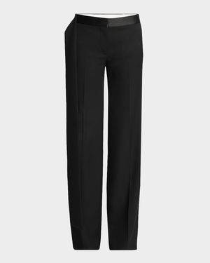 Gigi Wool-Blend Satin-Trim Trousers