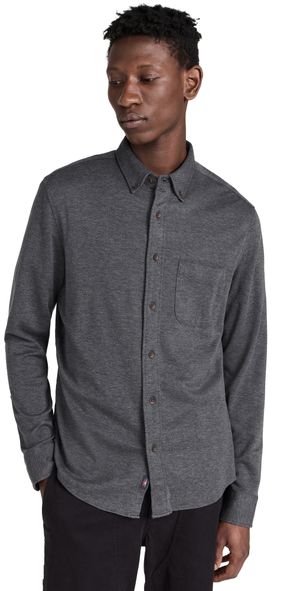 Faherty Coastline Knit Shirt Charcoal Heather Twill XL