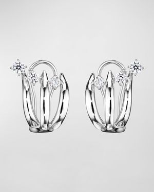 18K Tribal White Gold Earrings with VS-GH Diamonds, 0.51tcw