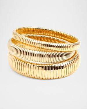Cobra Elastic Bracelets, Set of 3, Gold