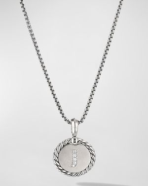18mm Initial Cable Collectibles Charm Necklace with Diamonds in Silver