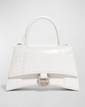 Hourglass Small Croc-Embossed Bag