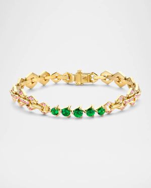 18K Yellow Gold Flow Bond Bracelet with Pavé Tsavorite and Amethyst
