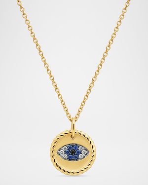 Evil Eye Pendant Necklace with Diamonds in 18K Gold, 11mm, 16-18"L