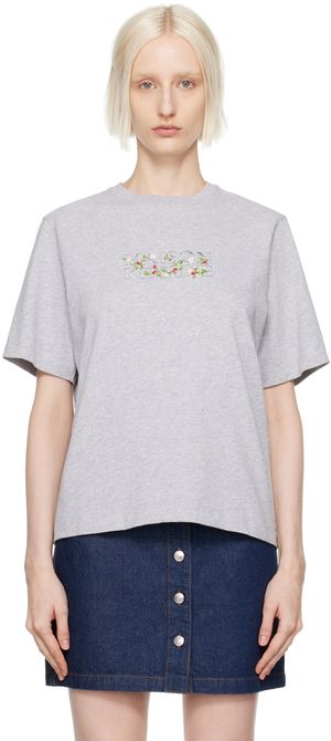 Maison Kitsuné Gray Strawberry Leaf Comfort T-shirt