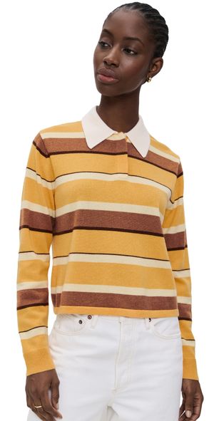 Guest in Residence Cashmere Cropped Stripe Rugby Sweater Sole Combo XS