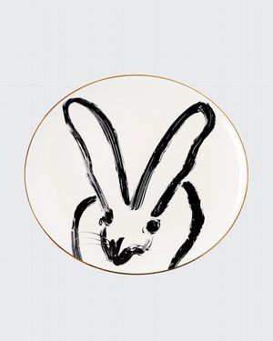 Rabbit Run Dinner Plate with Gold Rim - White