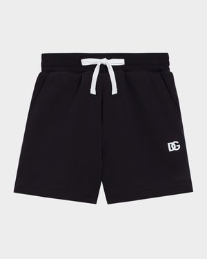 Boy's Jersey Jogger Shorts W/ Rubber DG Logo, Size 8-14