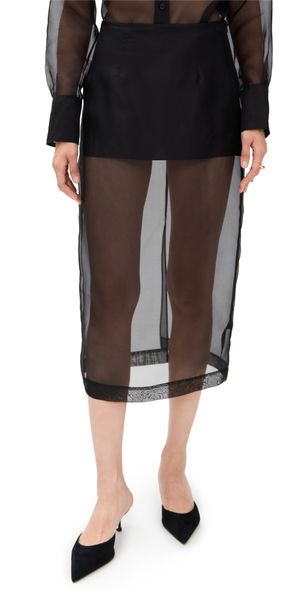 FRAME The Silk Organza Skirt Black 14