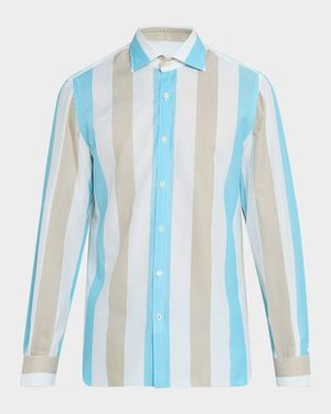 Men's Cotton Awning Stripe Sport Shirt