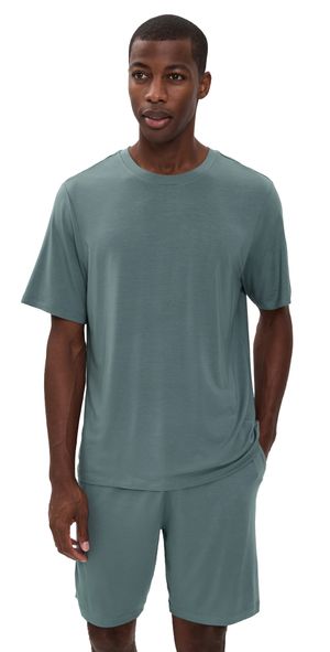 Eberjey Henry Shorts Pajama Set 8.25 Inseam Stone Blue XL