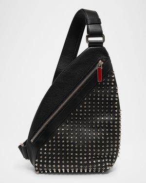 Men's Funky Leather Empire Spikes Sling Bag