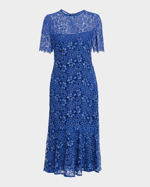 Poppi Floral Lace Flounce Mermaid Midi Dress