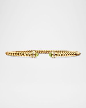 Cablespira Bracelet with Gemstone in 18K Gold, 3mm