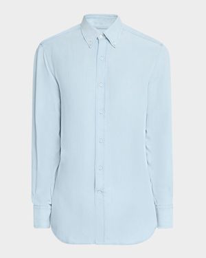 Men's Denim Lyocell Casual Button-Down Shirt