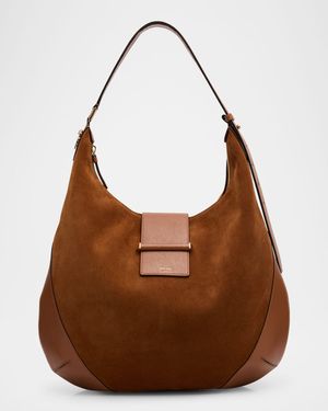 Bar Medium Suede & Leather Hobo Bag