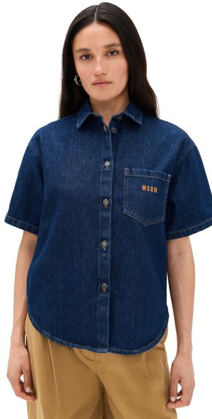 MSGM Denim Collar Top Blue 42