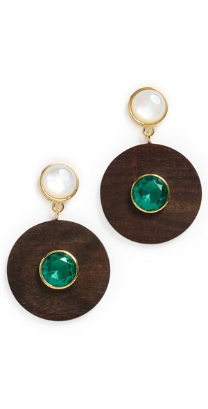 Lizzie Fortunato Taj Disc Earrings In Acacia Wood Multi One Size