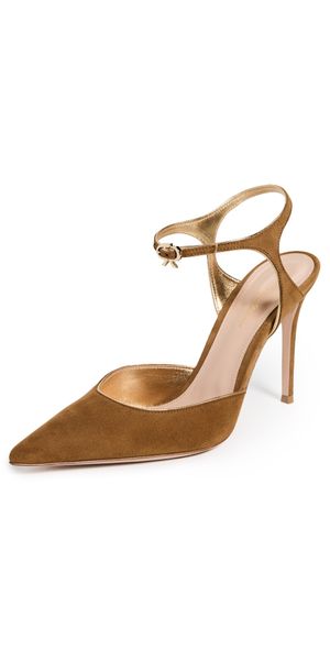 Gianvito Rossi Camoscio Nappa Silk Heels Dorado/Mekong 37