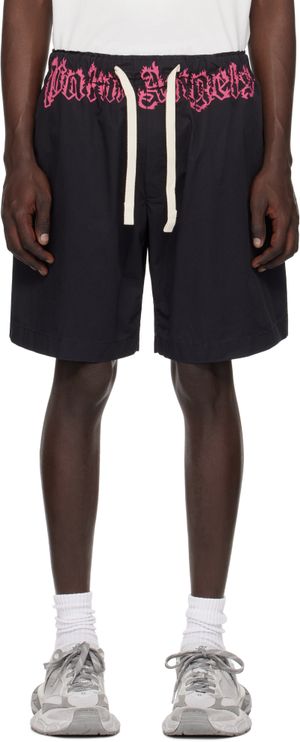 Palm Angels Short noir à taille à logo
