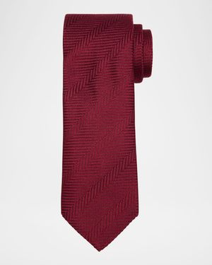 Men's Chevron Silk and Cotton Tie