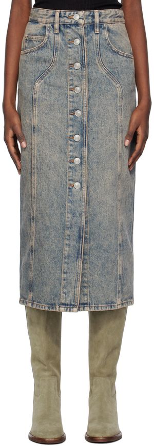 Isabel Marant Etoile Blue Vandy Denim Midi Skirt