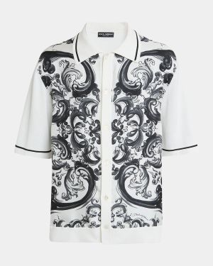 Men's Silk Majolica Short-Sleeve Shirt