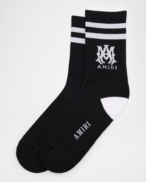 Men's MA Double-Stripe Ribbed Crew Socks
