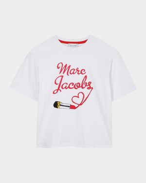 Girl's Logo Lipstick Short-Sleeve T-Shirt, Size 8-14