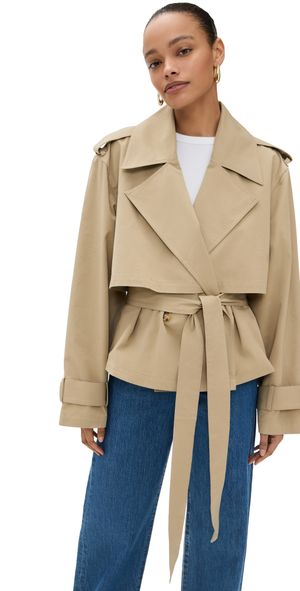 Joe's Jeans The Liz Cropped Trench Coat Camel L