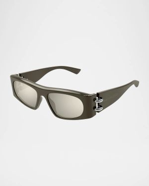 Men's AM0471SM Acetate Rectangle Sunglasses