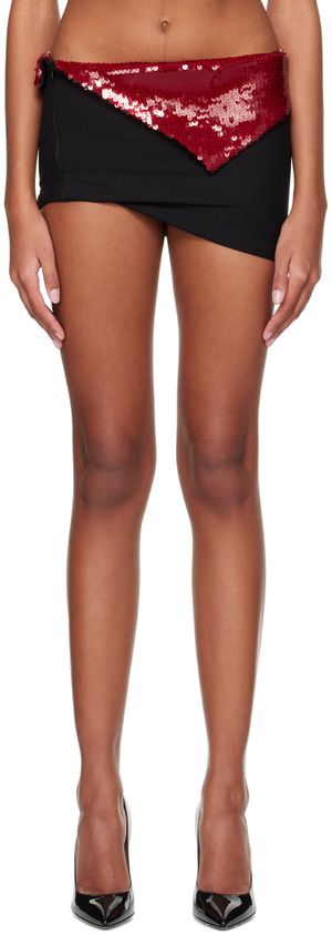LaQuan Smith Black & Red Paneled Miniskirt