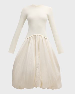 Kenlie Mixed Media Bubble Midi Dress