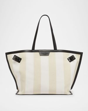 Days Striped Canvas Tote Bag