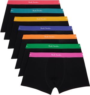 Paul Smith Seven-Pack Black Organic-Cotton Boxer Briefs