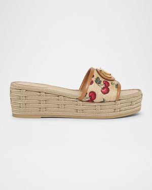 VLogo Medallion Cherry Platform Espadrilles